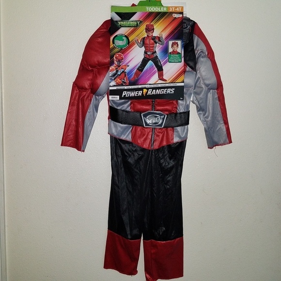 NEW Red Ranger Saban's Power Ranger Beast Morphers Halloween Costume 2T Toddler - Picture 2 of 8